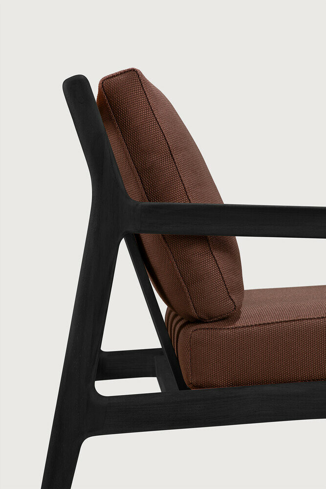 Ethnicraft Jack Outdoor Loungestoel Zwart met Burgundy Kussens