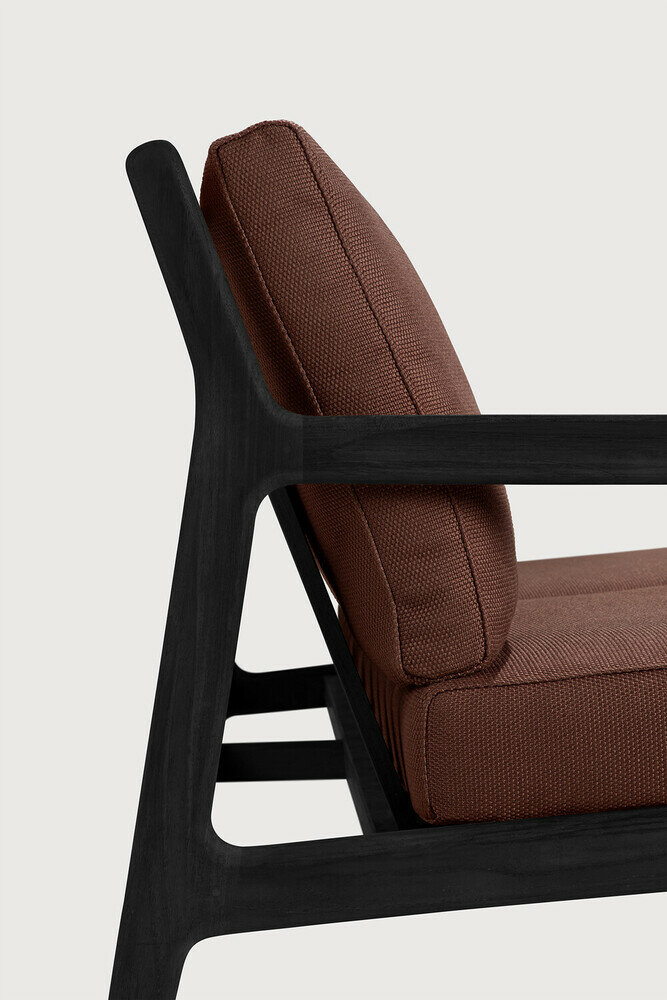 Ethnicraft Jack Outdoor 2-Zits Bank Zwart met Burgundy Kussens