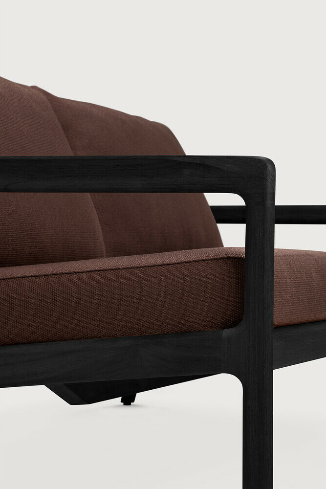 Ethnicraft Jack Outdoor 2-Zits Bank Zwart met Burgundy Kussens