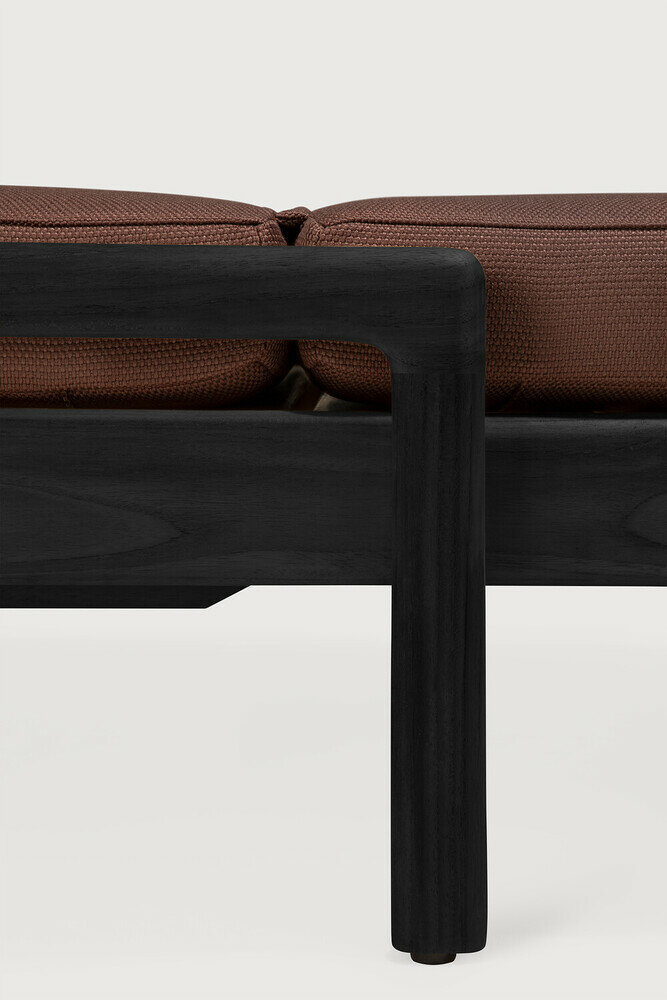 Ethnicraft Jack Outdoor Verstelbaar ligbed Zwart Met Burgundy Kussens