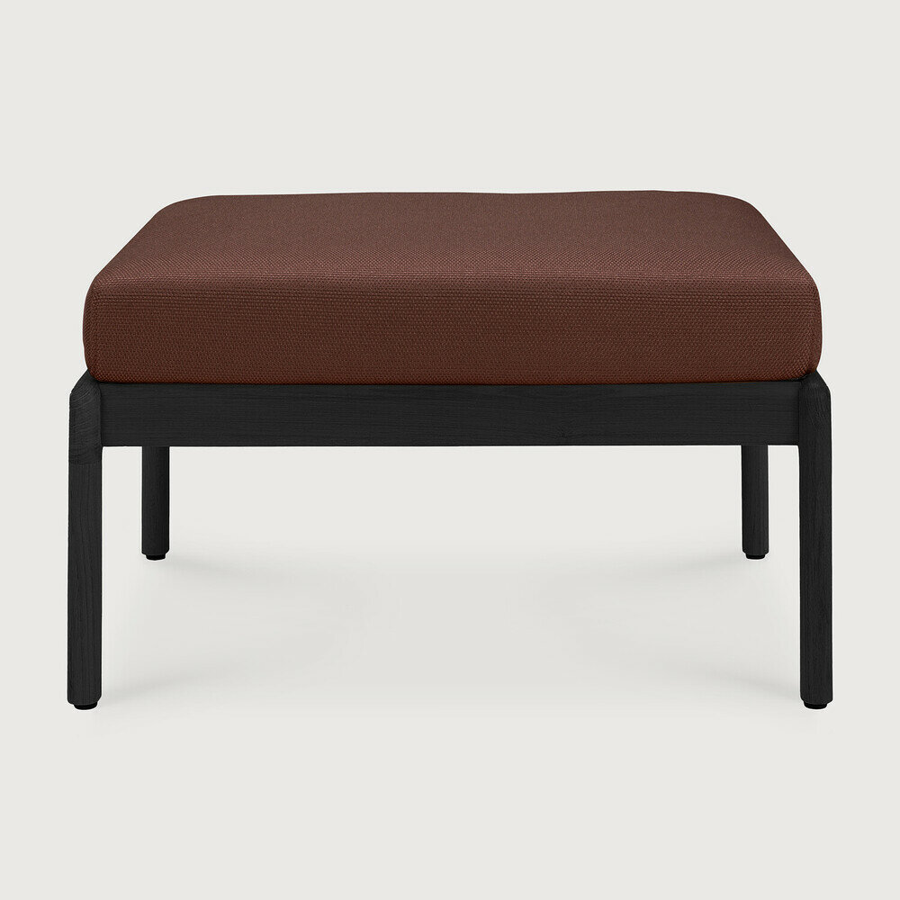 Ethnicraft Jack Outdoor Voetbank Zwart Met Burgundy Kussens