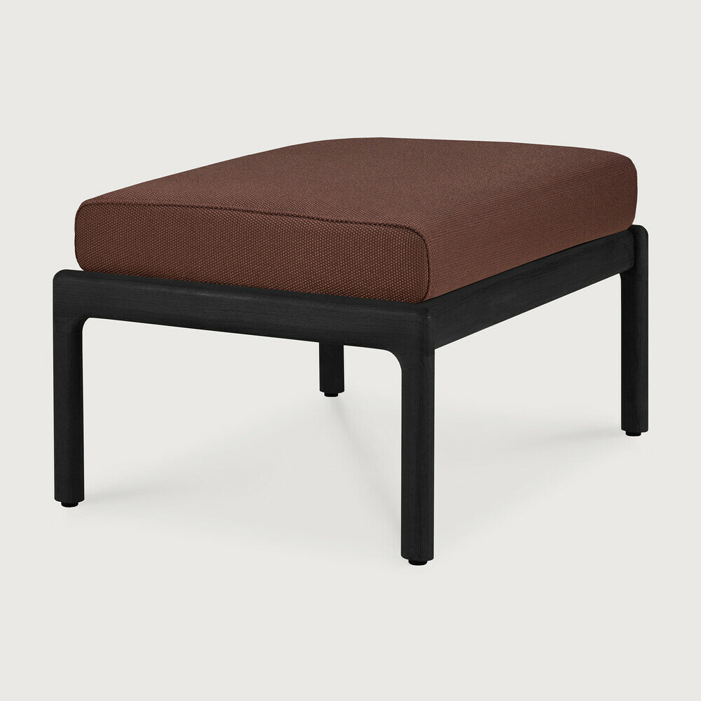 Ethnicraft Jack Outdoor Voetbank Zwart Met Burgundy Kussens