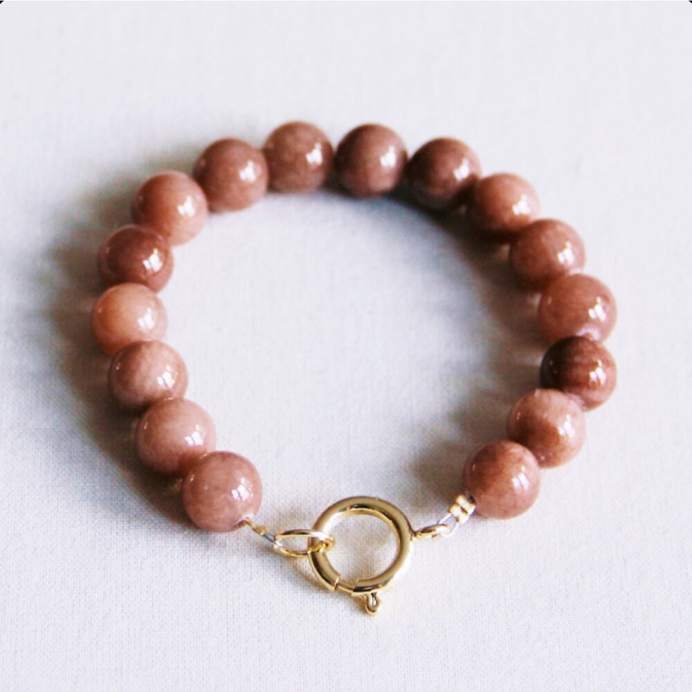 Bazou kralen armband van natuursteen XL - mokka