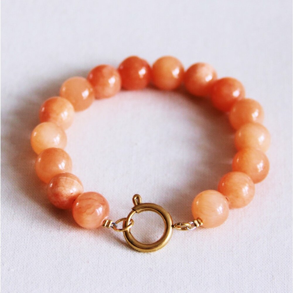 Bazou kralen armband van natuursteen XL - oranje