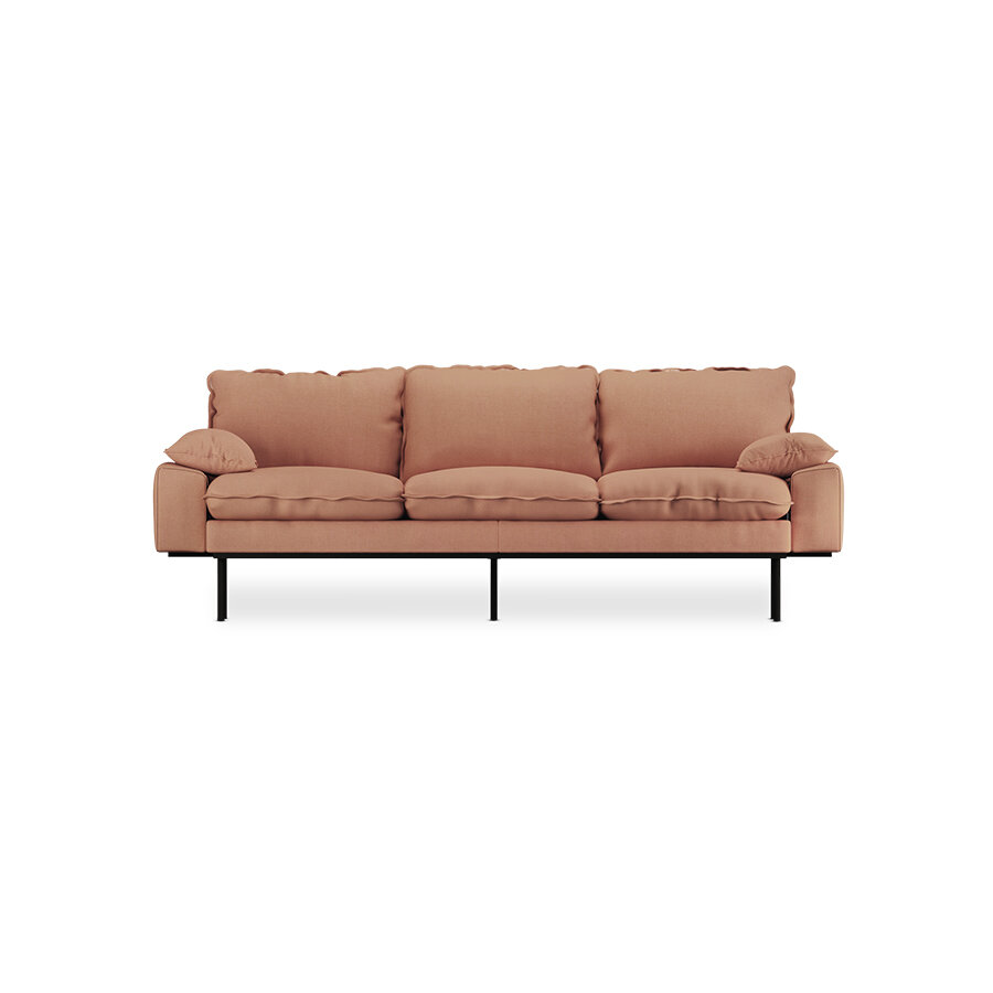 HKliving retro sofa 3 seats Linen, Dusty Rose