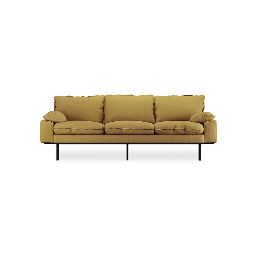 HKliving retro sofa 3 seats Linen, Burnt Ochre