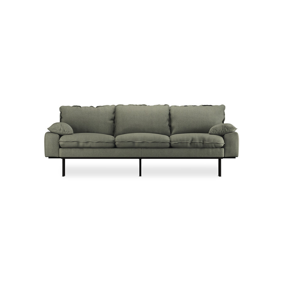 HKliving retro sofa 3 seats Linen, Army Green