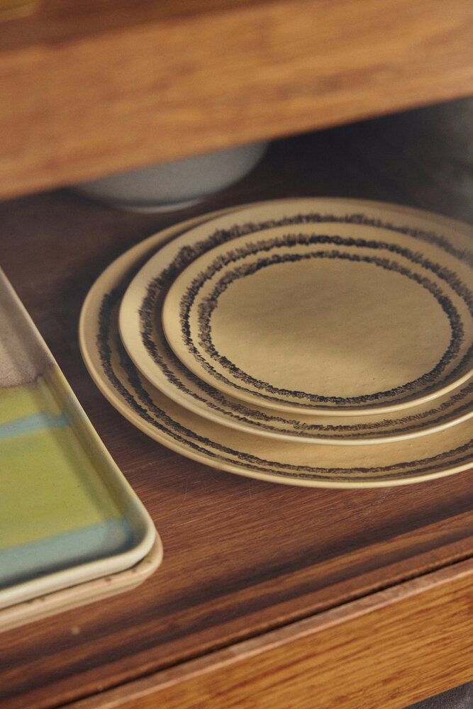 HKLIVING 70's ceramics Dinner Plates Vanilla, Set Of 2