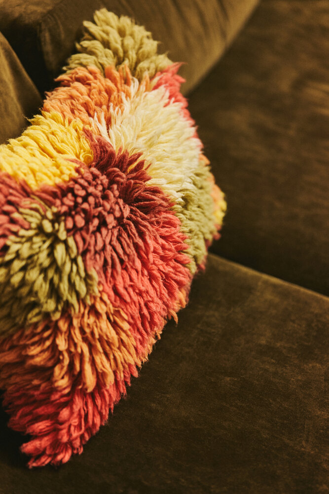 HKLIVING Fluffy wool rag cushion