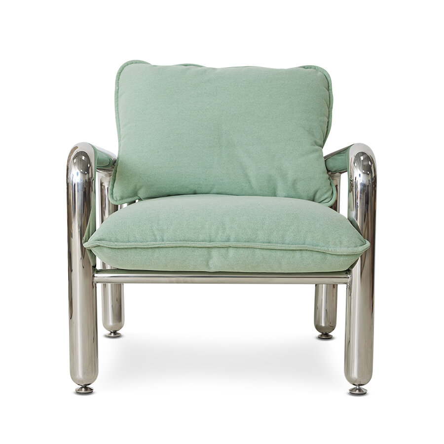 HKLIVING Chrome lounge armchair canvas mint