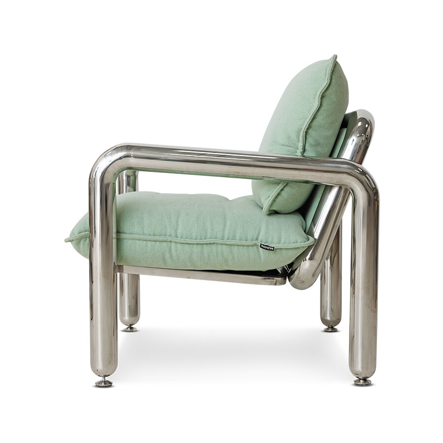 HKLIVING Chrome lounge armchair canvas mint