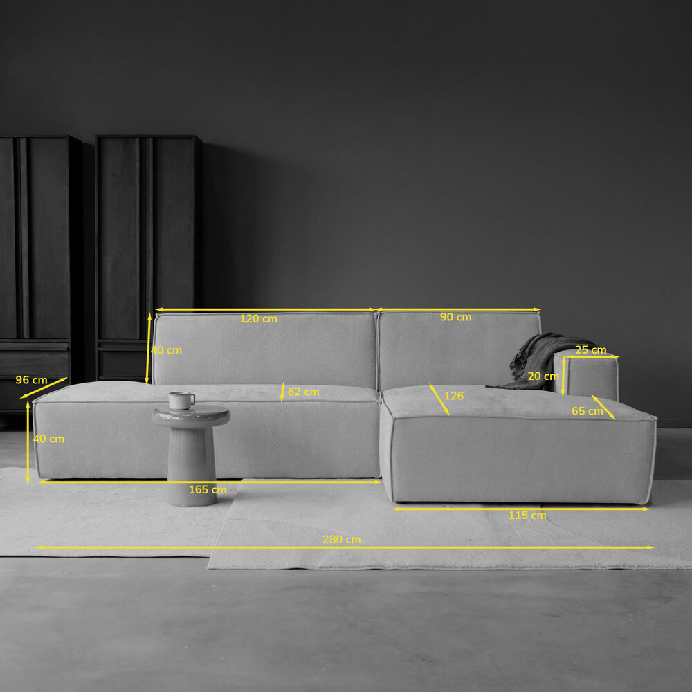 Pepp Interiors Enzo met chaise longue rechts Enzo Legend 2 Naturel