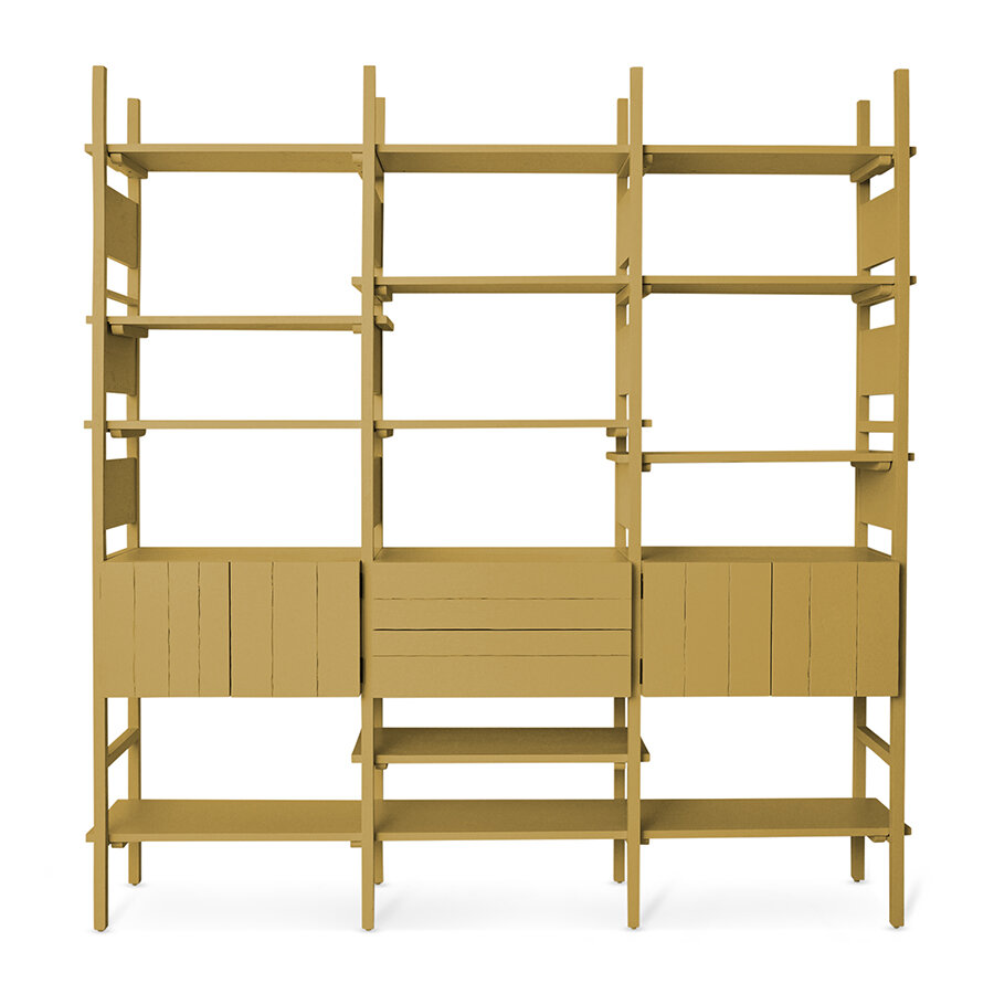 HKLIVING Raw wood cabinet mustard