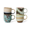 HKLIVING 70s ceramics: caf&eacute; mugs abstract, set of 4