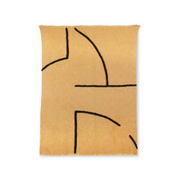 HKliving soft woven throw ochre with black tufted lines
