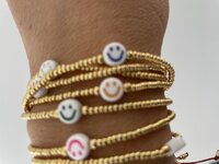 Joys Label golden Smiley elastisch armbandje handmade