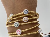 Joys Label  golden Smiley elastisch armbandje handmade