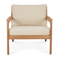 Ethnicraft outdoor teak Jack lounge chair naturel fabric
