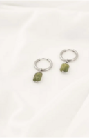 Zusss  oorbellen met hangertje grijs-groen/zilver