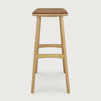 Ethnicraft Osso Counter Stool Varnished Oak Cognac Leather