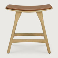 Ethnicraft Osso Stool Varnished Oak Cognac Leather