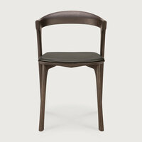 Ethnicraft Bok Dining Chair Varnished Oak Brown Brown Leather