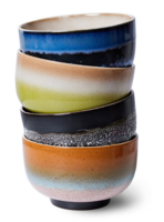 HKLIVING 70s ceramics noodle bowls; Groovy (set van 4)