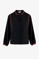 Zusss blouse met borduursels zwart/koraalroze