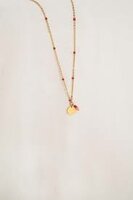 Zusss ketting met bedel en kraaltjes koraalroze/goud