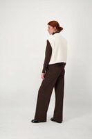 Zusss krijtstreep broek met detail chocoladebruin