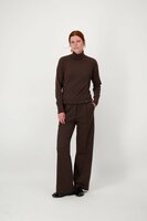 Zusss krijtstreep broek met detail chocoladebruin