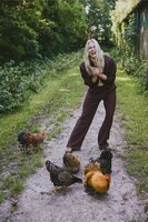 Zusss krijtstreep broek met detail chocoladebruin