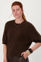 Zusss brede kralen armband, chocoladebruin