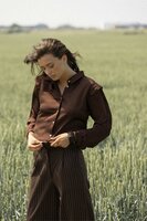 Zusss brede kralen armband, chocoladebruin