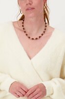 Zusss ketting met kralen bruin/goud