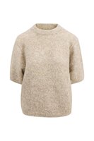 Zusss boucle trui met ronde hals beige