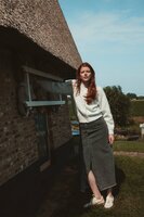 Zusss gebreid vest in bomberstyle met strass steentjes middengrijs