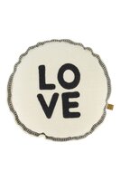 Zusss kussen rond love 45cm zand/antracietgrijs
