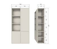 WOOOD Meggy Smalle Opbergkast Rechts 108cm Grenen Dust