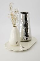 Zusss vaasje keramiek hartje wit/zilver