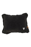 Zusss kussen velvet zilver hartje 35x25cm antracietgrijs