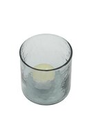 Zusss waxinelichthouder hammered glas M grijsblauw