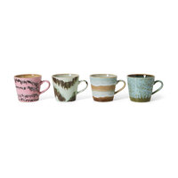 HKLIVING 70's ceramics Cappuccino Mugs Dada, set of 4