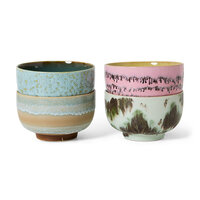 HKLIVING 70's ceramics Noodle Bowls, Dada Set Of 4