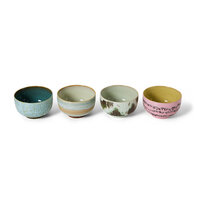 HKLIVING 70's ceramics Noodle Bowls, Dada Set Of 4