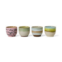 HKLIVING 70's ceramics Caf&eacute; Cups Deco, Set Of 4