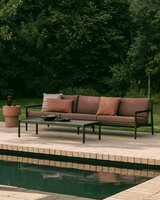 Ethnicraft Jack Outdoor 2-Zits Bank Zwart met Burgundy Kussens