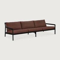 Ethnicraft Jack Outdoor 3-Zits Bank Zwart met Burgundy Kussens