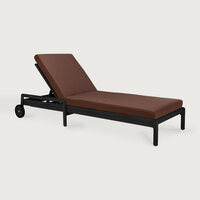 Ethnicraft Jack Outdoor Verstelbaar ligbed Zwart Met Burgundy Kussens