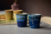 HKLIVING 70s Ceramics Van Gogh Coffee Mugs Starry Night, set of 2
